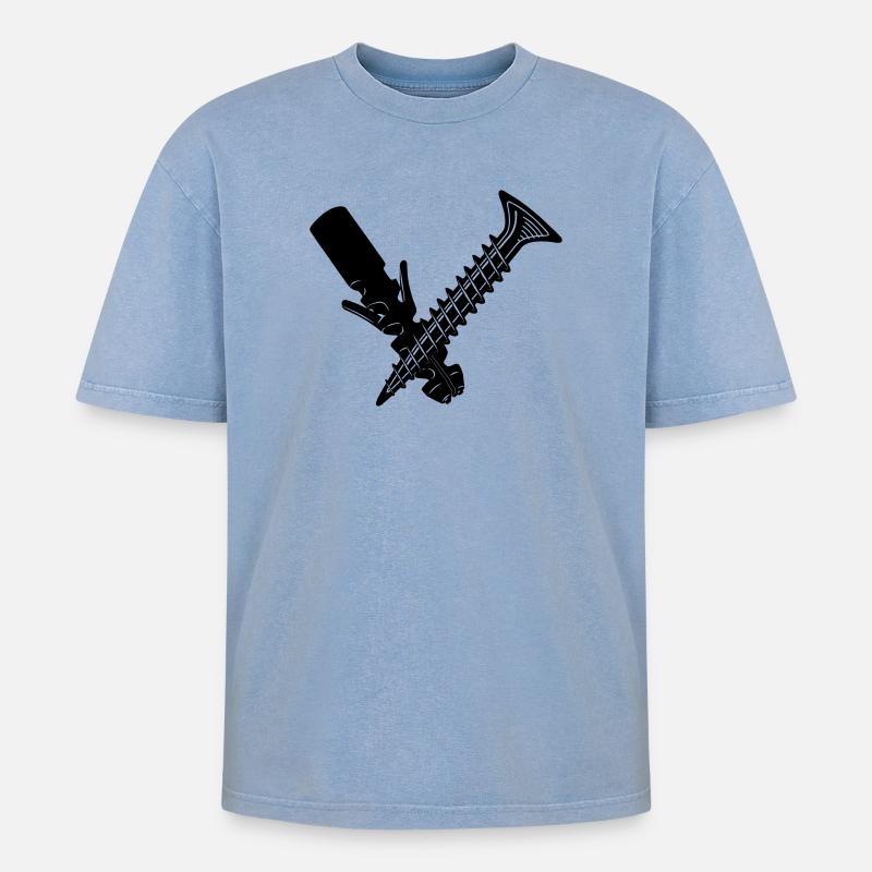 Screw and plug - Oversized Unisex Premium Acid-Washed T-Shirt - acid washed blue