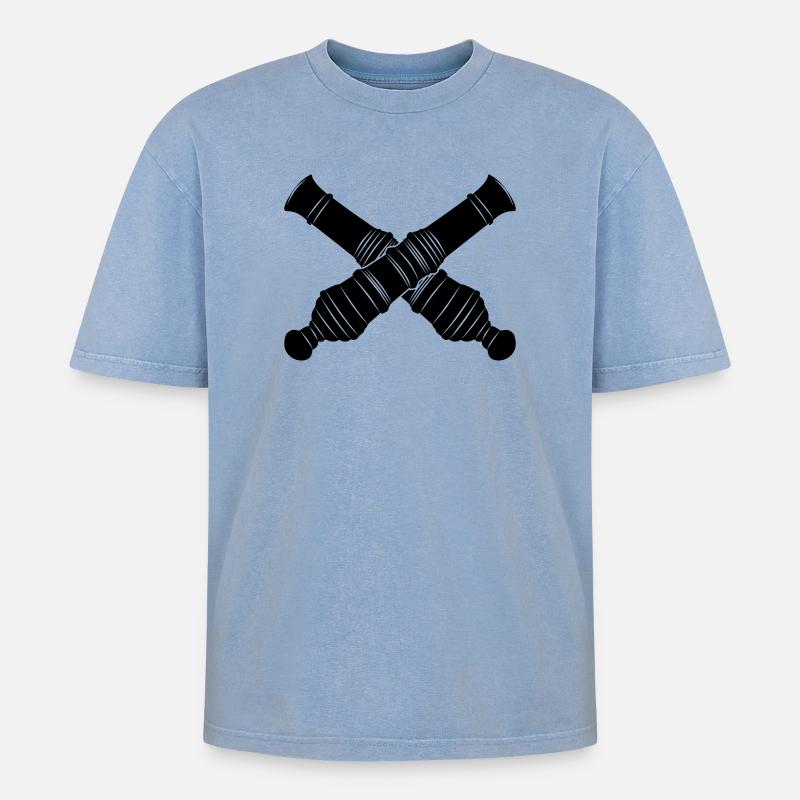 Two cannon barrels crossed - Oversized Unisex Premium Acid-Washed T-Shirt - acid washed blue