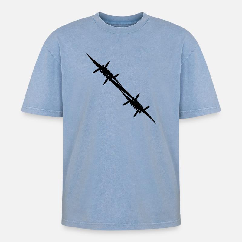 Stacheldraht-Kupplungsstück - Oversized Unisex Premium Acid-Washed T-Shirt - Blau Acid Wash