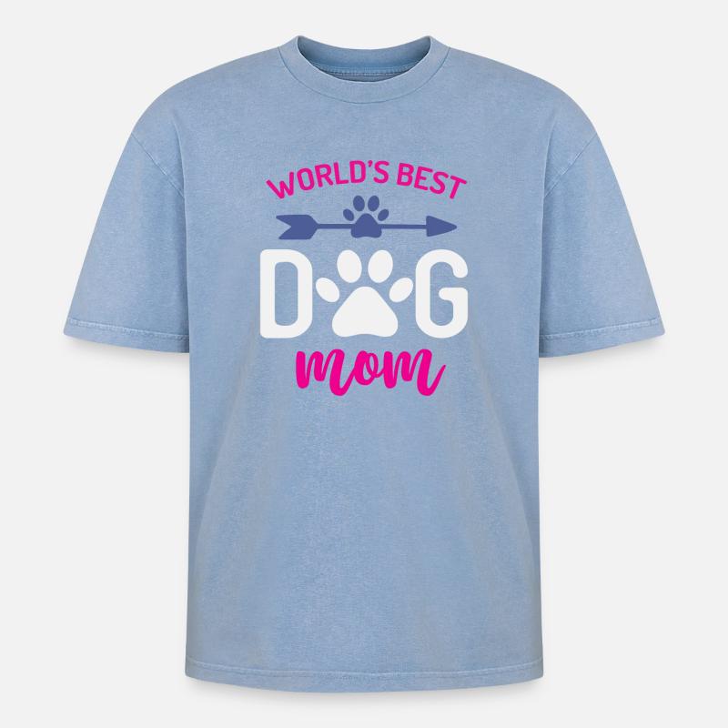 Die beste Hundemutter der Welt - Oversized Unisex Premium Acid-Washed T-Shirt - Blau Acid Wash