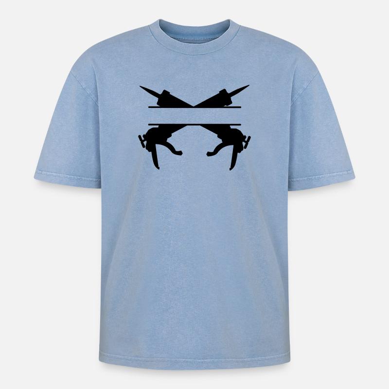 Logo der Sprühspritze abdichten - Oversized Unisex Premium Acid-Washed T-Shirt - Blau Acid Wash