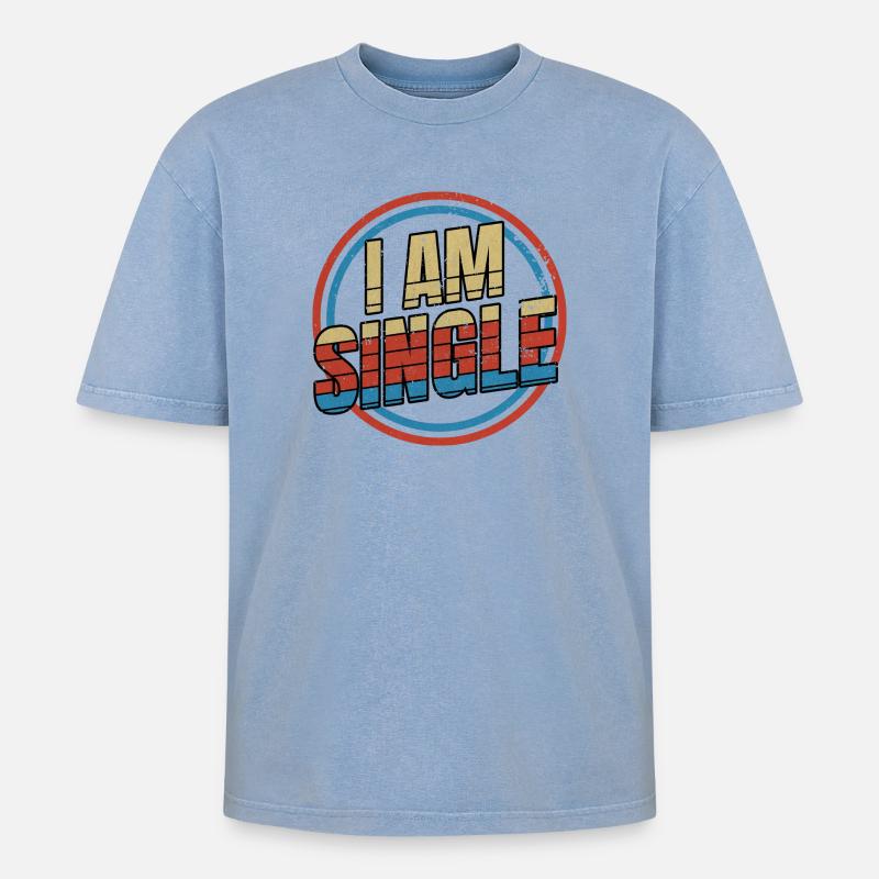 Ich bin ledig - Oversized Unisex Premium Acid-Washed T-Shirt - Blau Acid Wash