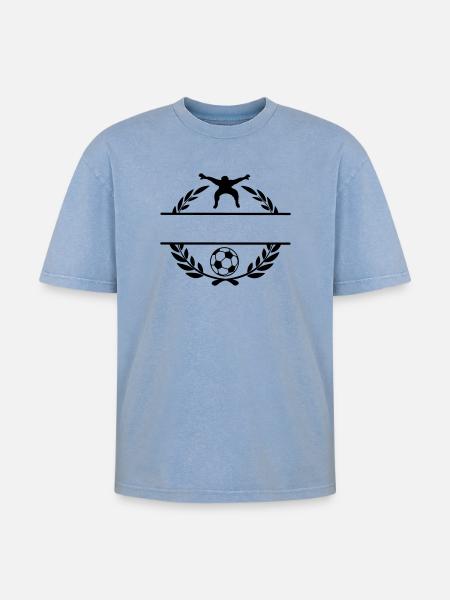 Football 1 - Oversized Unisex Premium Acid-Washed T-Shirt - acid washed blue