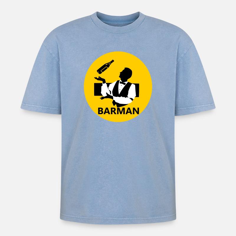 Barkeeper - Oversized Unisex Premium Acid-Washed T-Shirt - Blau Acid Wash
