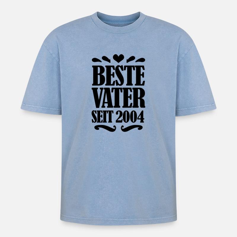Bester Vater seit 2004 - Oversized Unisex Premium Acid-Washed T-Shirt - Blau Acid Wash