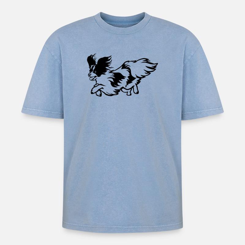 Papillon - Oversized Unisex Premium Acid-Washed T-Shirt - Blau Acid Wash