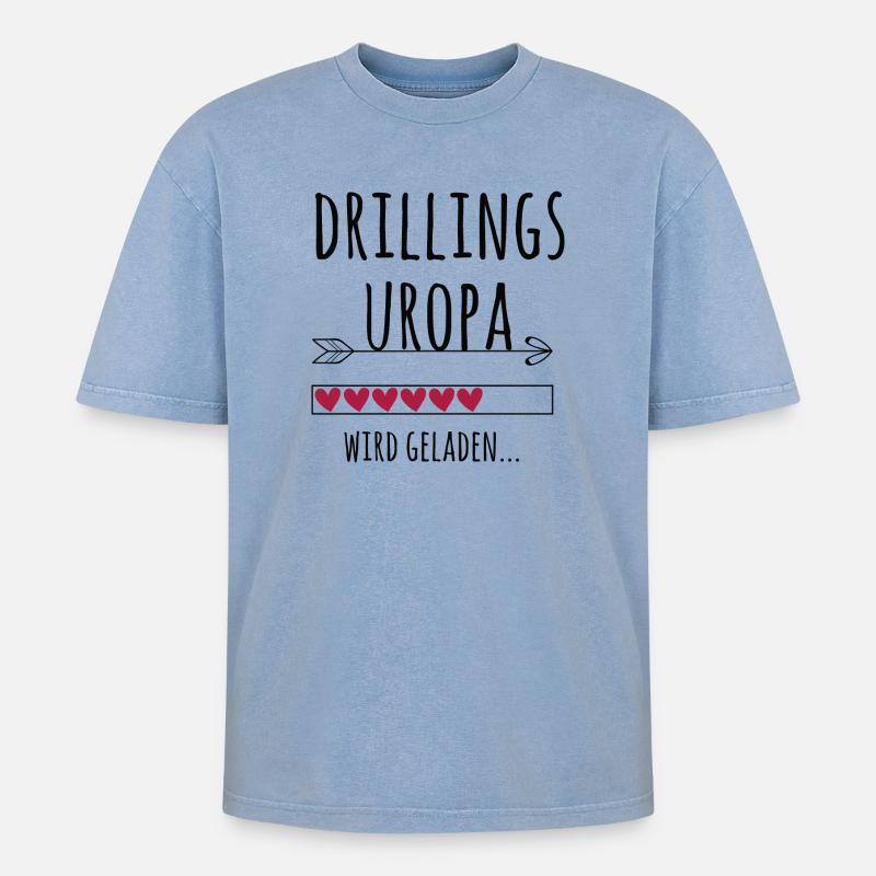 werdender Drillingsuropa Schwangerschaft Drillinge - Oversized Unisex Premium Acid-Washed T-Shirt - Blau Acid Wash