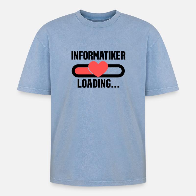 Informatiker Loading - Oversized Unisex Premium Acid-Washed T-Shirt - Blau Acid Wash