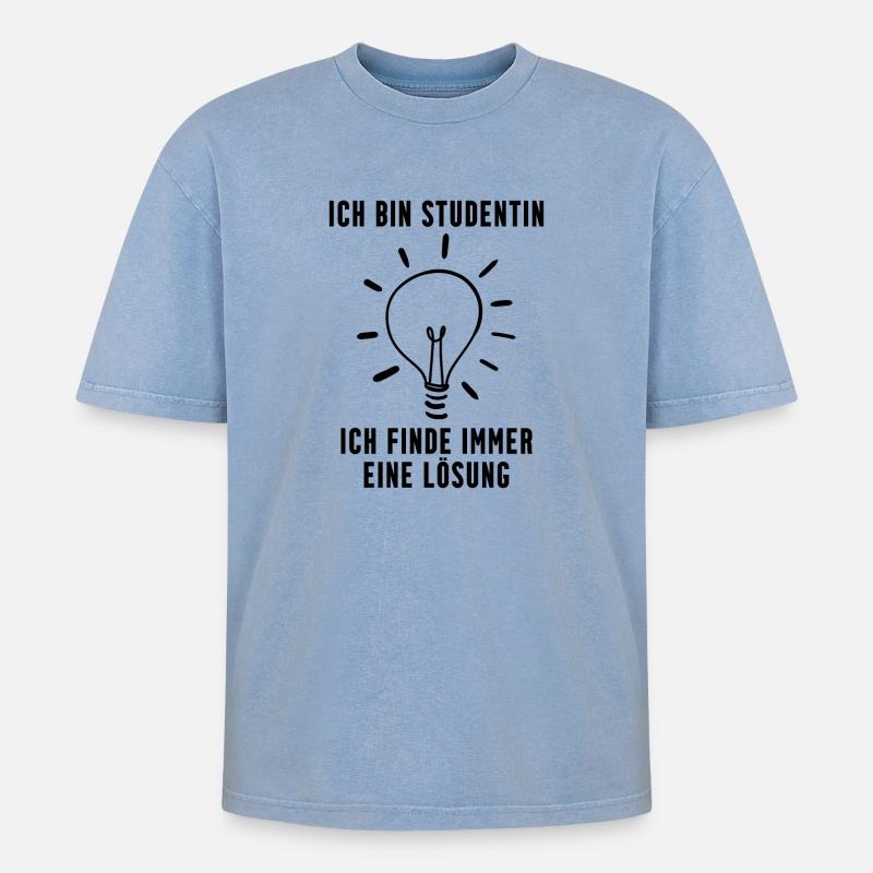 Studenin Geschenk - Oversized Unisex Premium Acid-Washed T-Shirt - Blau Acid Wash