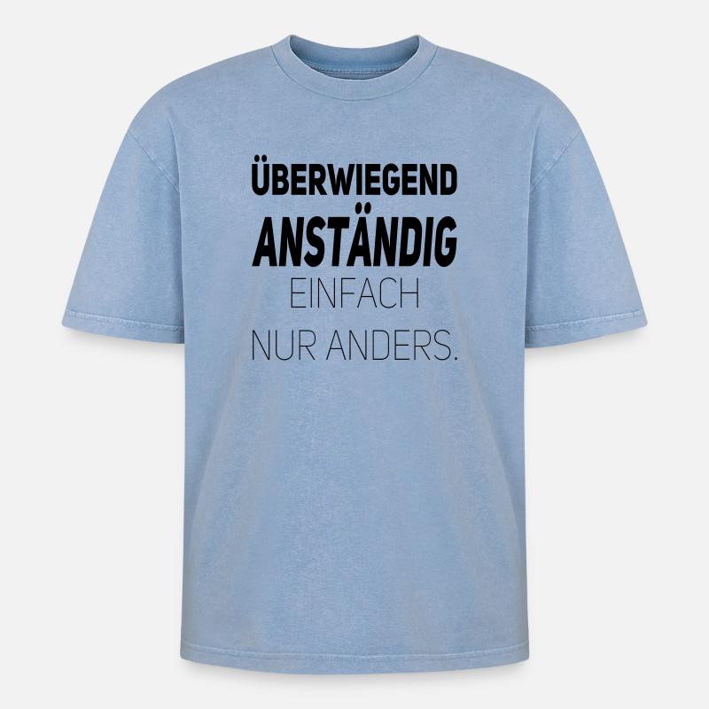 Anständig einfach nur anders - Oversized Unisex Premium Acid-Washed T-Shirt - Blau Acid Wash