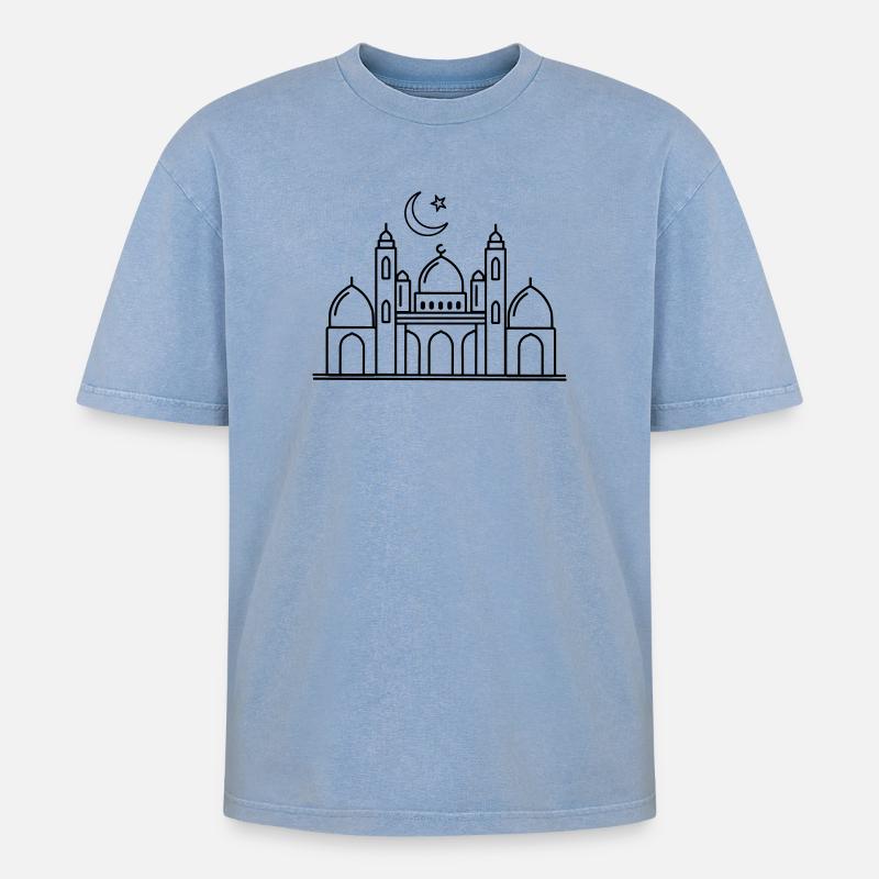 Moschee religiöse Kultstätte transparent - Oversized Unisex Premium Acid-Washed T-Shirt - Blau Acid Wash