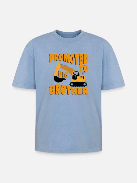 Forfremmet til storebror bliver storebror - Unisex oversized Premium T-shirt med acid-washed effekt - blå syrevasket