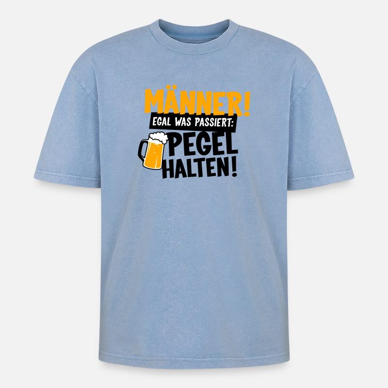 Männer Pegel halten - Oversized Unisex Premium Acid-Washed T-Shirt - Blau Acid Wash