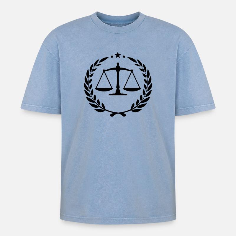 Scale in laurel wreath - Oversized Unisex Premium Acid-Washed T-Shirt - acid washed blue