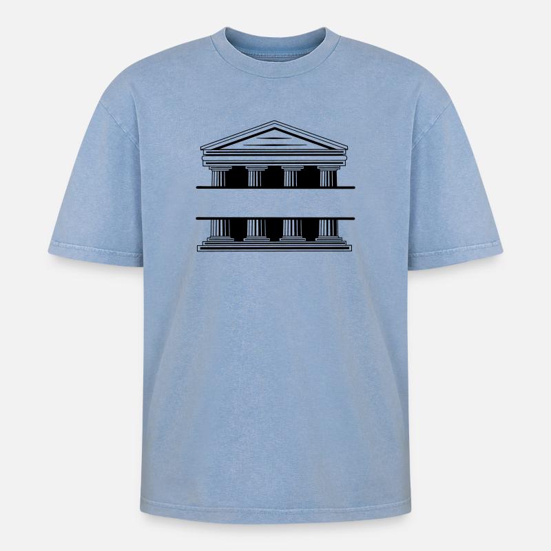 Monogramme du palais de justice - T-shirt Premium unisexe oversize acid-washed - bleu délavé acide