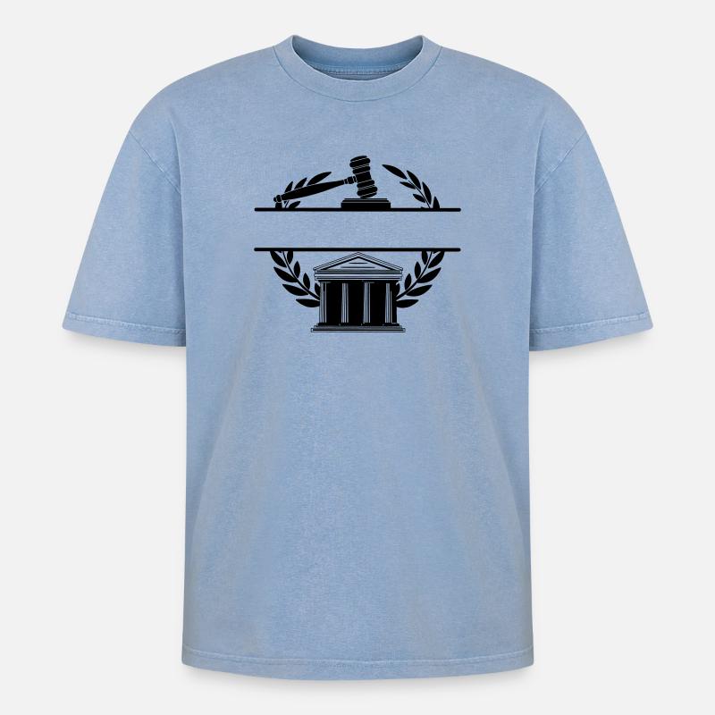 Anwaltsmonogramm Gerichtsgebäude - Oversized Unisex Premium Acid-Washed T-Shirt - Blau Acid Wash