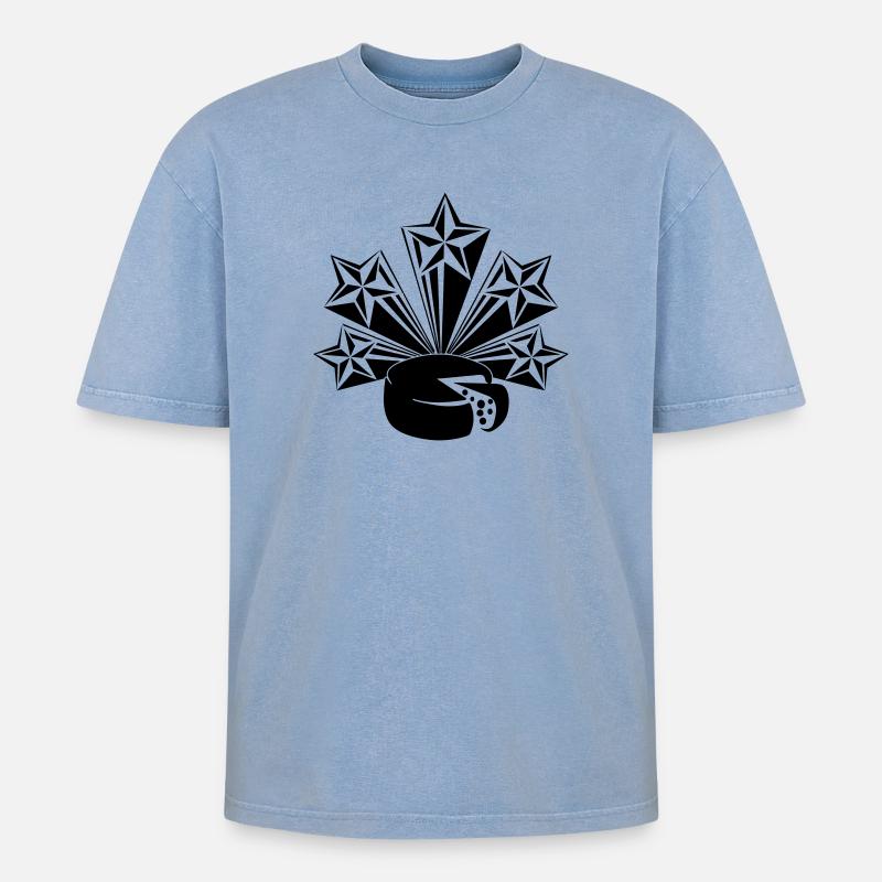 Cheese five radiating stars - Oversized Unisex Premium Acid-Washed T-Shirt - acid washed blue