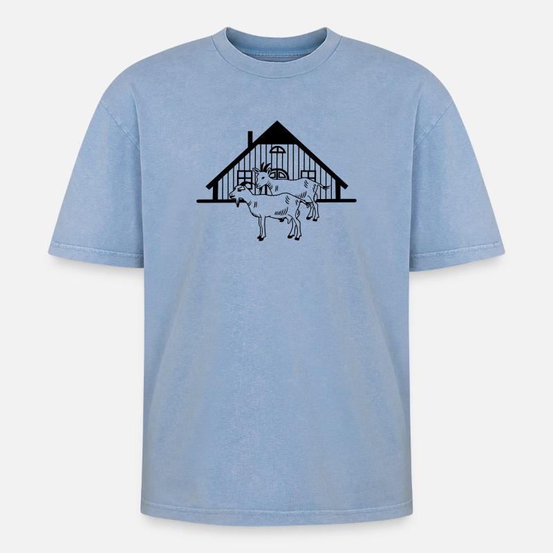Élevage de chèvres ou étable - T-shirt Premium unisexe oversize acid-washed - bleu délavé acide