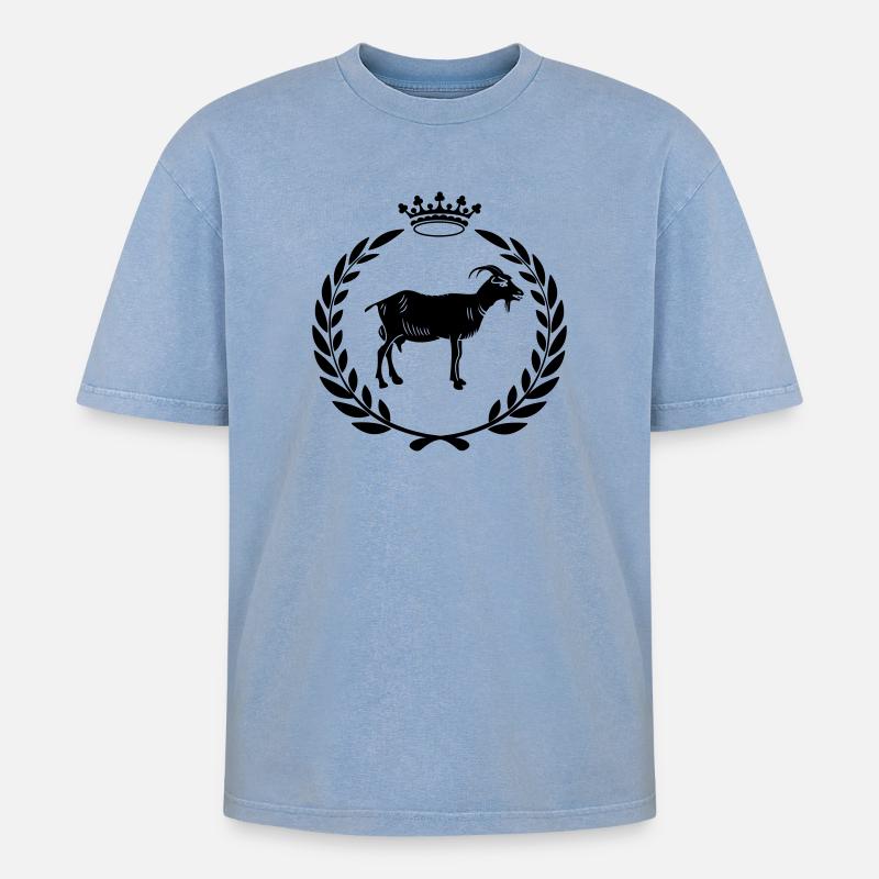 Bester Ziegen- oder Käse-Lorbeerkranz - Oversized Unisex Premium Acid-Washed T-Shirt - Blau Acid Wash
