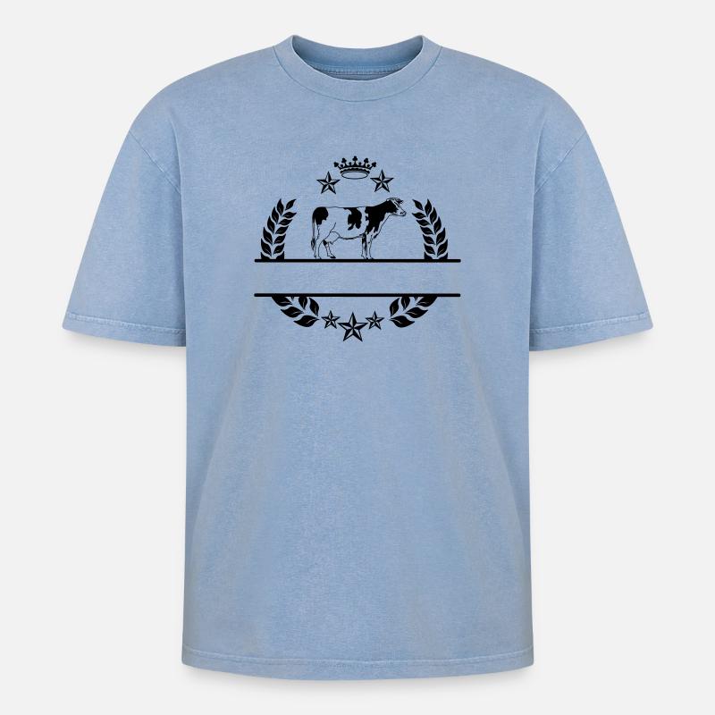 Siegerkuh - Oversized Unisex Premium Acid-Washed T-Shirt - Blau Acid Wash