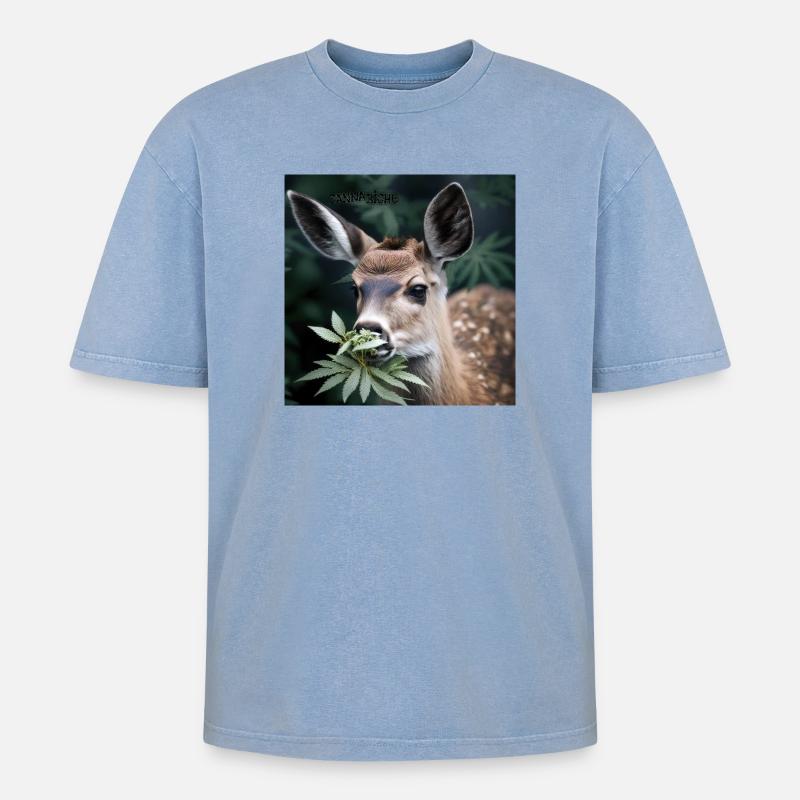 Cannabiche 07 mit Tippfehler - Oversized Unisex Premium Acid-Washed T-Shirt - Blau Acid Wash