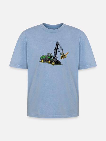 Moissonneuse-batteuse, Moissonneuse-batteuse - T-shirt Premium unisexe oversize acid-washed - bleu délavé acide