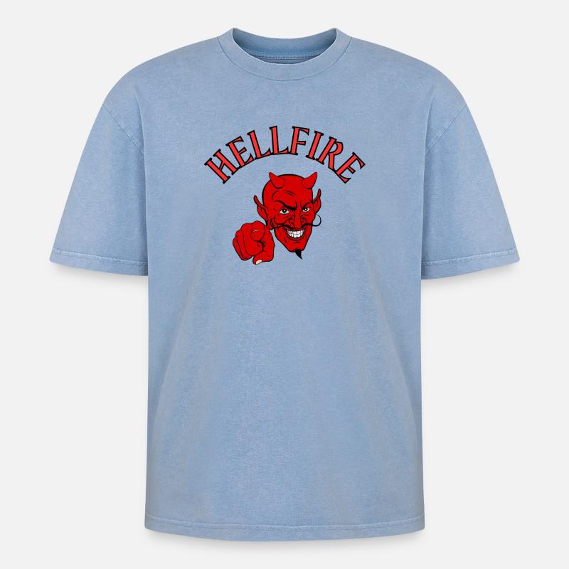 diable, satan, diable, hellfire - T-shirt Premium unisexe oversize acid-washed - bleu délavé acide