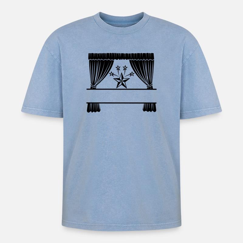 Vorhänge Ich bin ein Star - Oversized Unisex Premium Acid-Washed T-Shirt - Blau Acid Wash