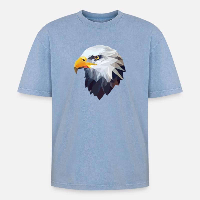 Stylized, geometric eagle - Oversized Unisex Premium Acid-Washed T-Shirt - acid washed blue