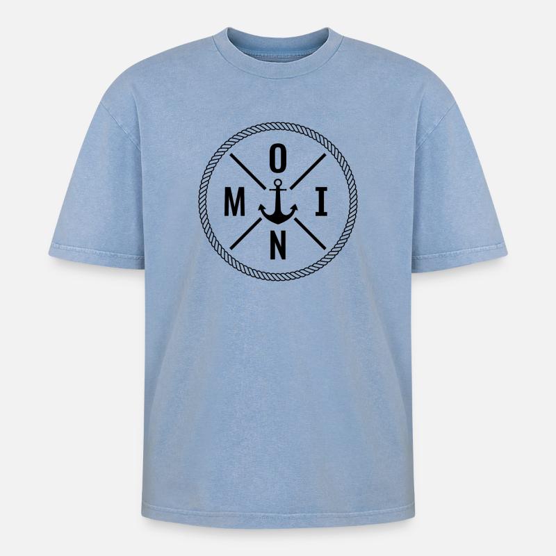 Moin - Oversized Unisex Premium Acid-Washed T-Shirt - Blau Acid Wash