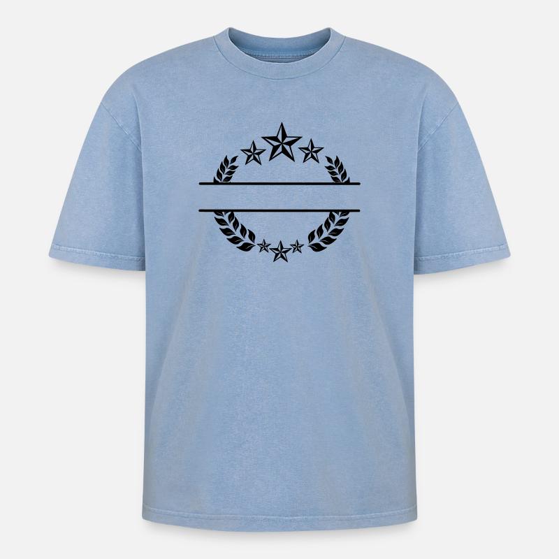 Laurel wreath with stars - Oversized Unisex Premium Acid-Washed T-Shirt - acid washed blue
