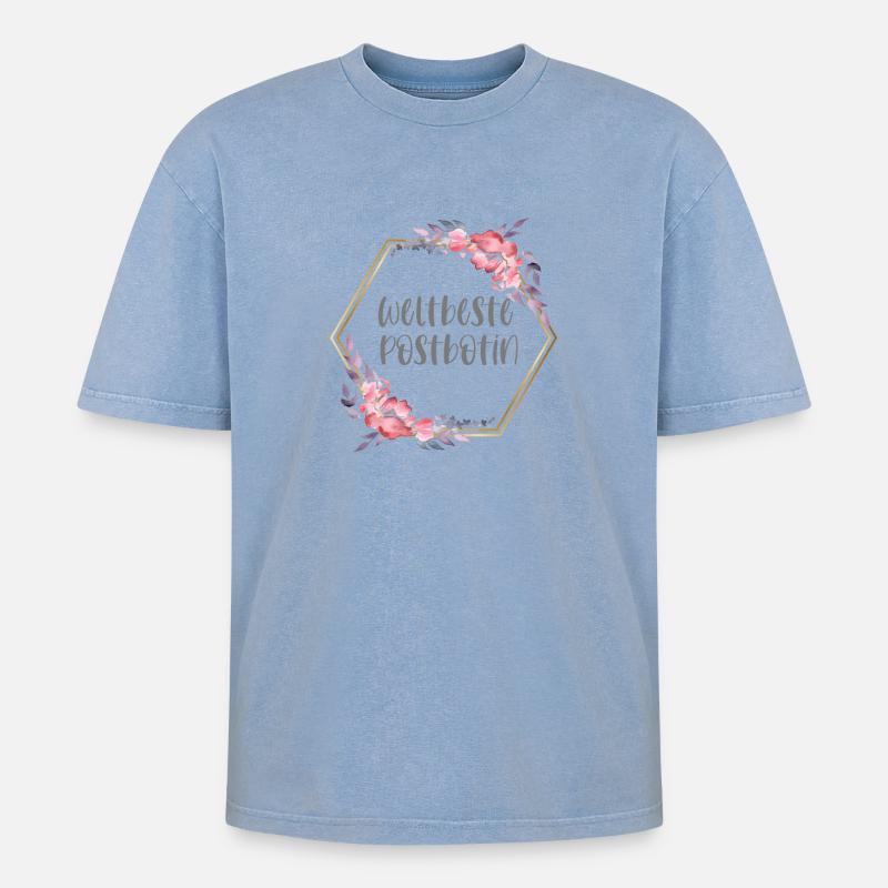 Weltbeste Postbotin Post Beruf Geschenk - Oversized Unisex Premium Acid-Washed T-Shirt - Blau Acid Wash
