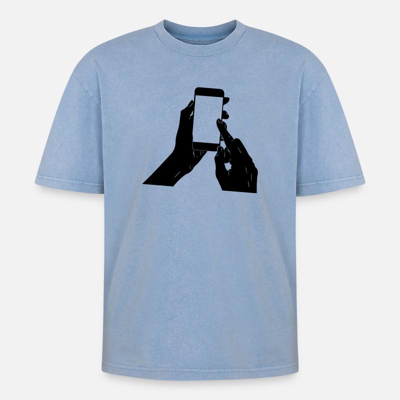 Smartphone dans vos mains - T-shirt Premium unisexe oversize acid-washed - bleu délavé acide