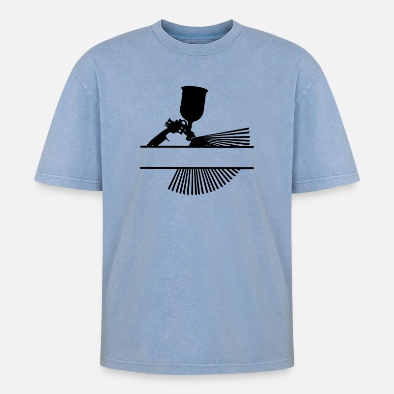 Spray with text banner - Oversized Unisex Premium Acid-Washed T-Shirt - acid washed blue