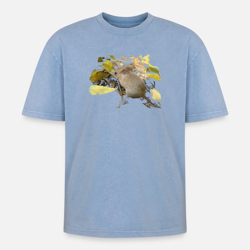 Souris dans le feuillage - T-shirt Premium unisexe oversize acid-washed - bleu délavé acide