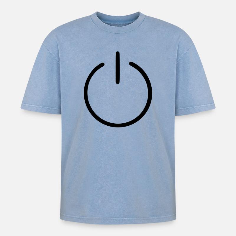 An Us Off Button - Oversized Unisex Premium Acid-Washed T-Shirt - acid washed blue
