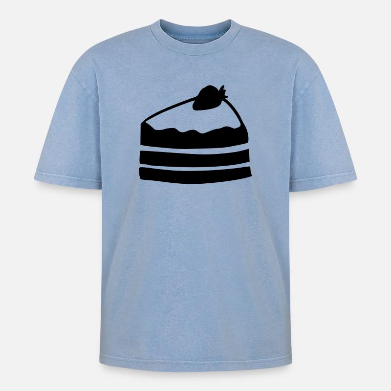 Kuchenstück - Oversized Unisex Premium Acid-Washed T-Shirt - Blau Acid Wash