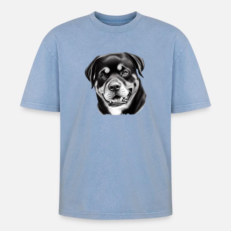 Wunderschöner Rottweiler - Oversized Unisex Premium Acid-Washed T-Shirt - Blau Acid Wash