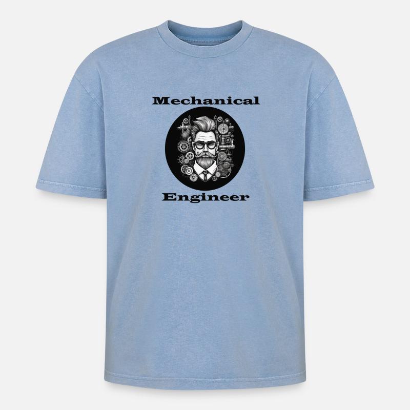 Mechanical Engineer - Oversized Unisex Premium Acid-Washed T-Shirt - Blau Acid Wash