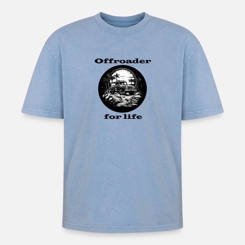 Offroader for life - Oversized Unisex Premium Acid-Washed T-Shirt - Blau Acid Wash