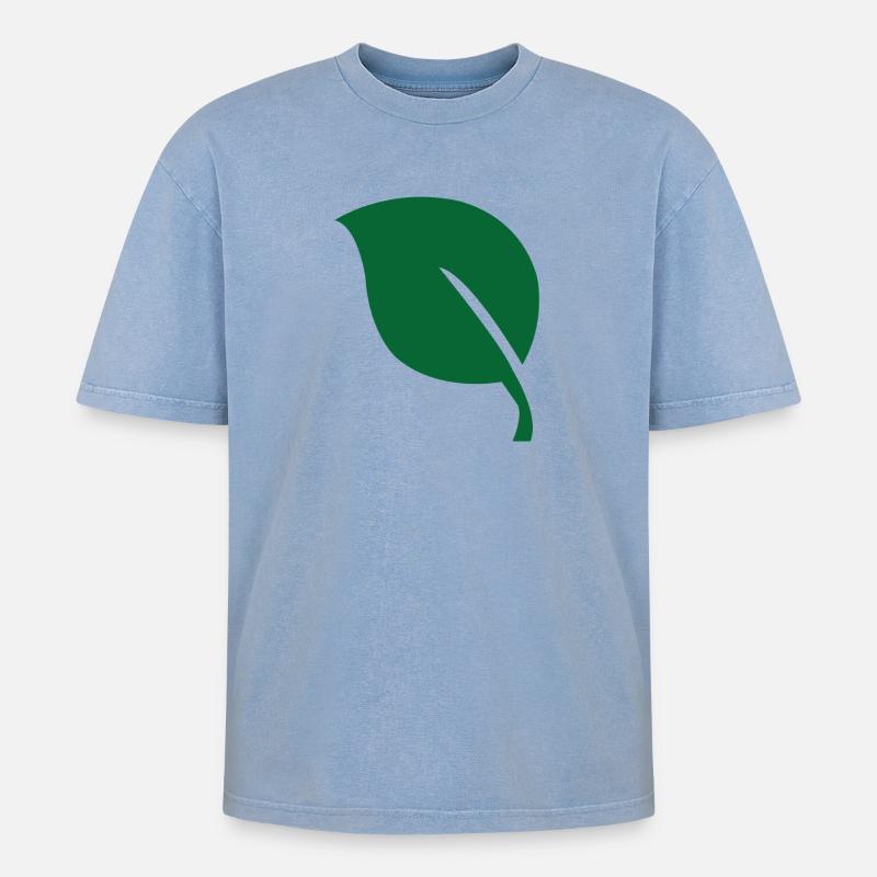 Blatt leaf - Oversized Unisex Premium Acid-Washed T-Shirt - Blau Acid Wash