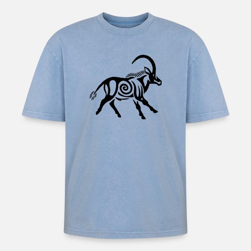 Zobel - Oversized Unisex Premium Acid-Washed T-Shirt - Blau Acid Wash