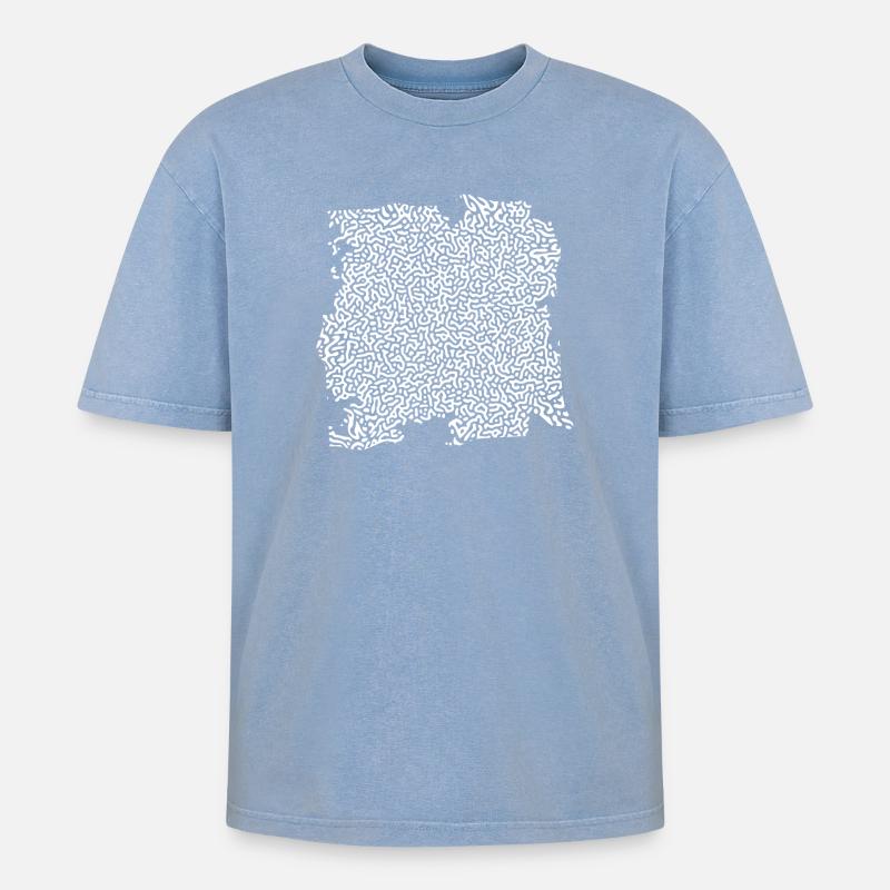 turing pattern weiss - Würmchen - Oversized Unisex Premium Acid-Washed T-Shirt - Blau Acid Wash