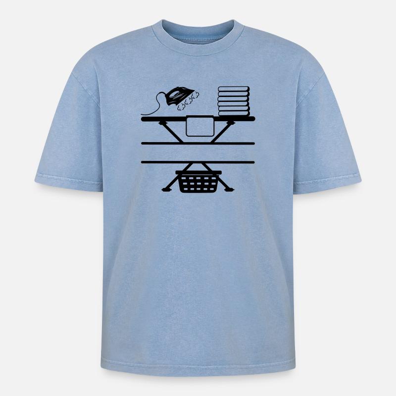 Dampfbügeleisen Paste und Textbanner - Oversized Unisex Premium Acid-Washed T-Shirt - Blau Acid Wash