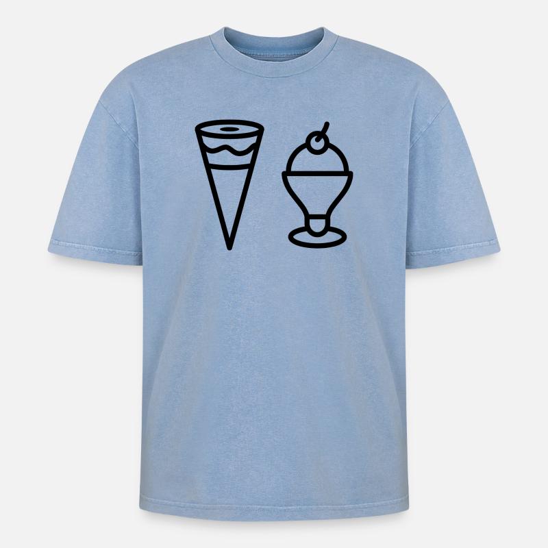Ich liebe Eis - Oversized Unisex Premium Acid-Washed T-Shirt - Blau Acid Wash