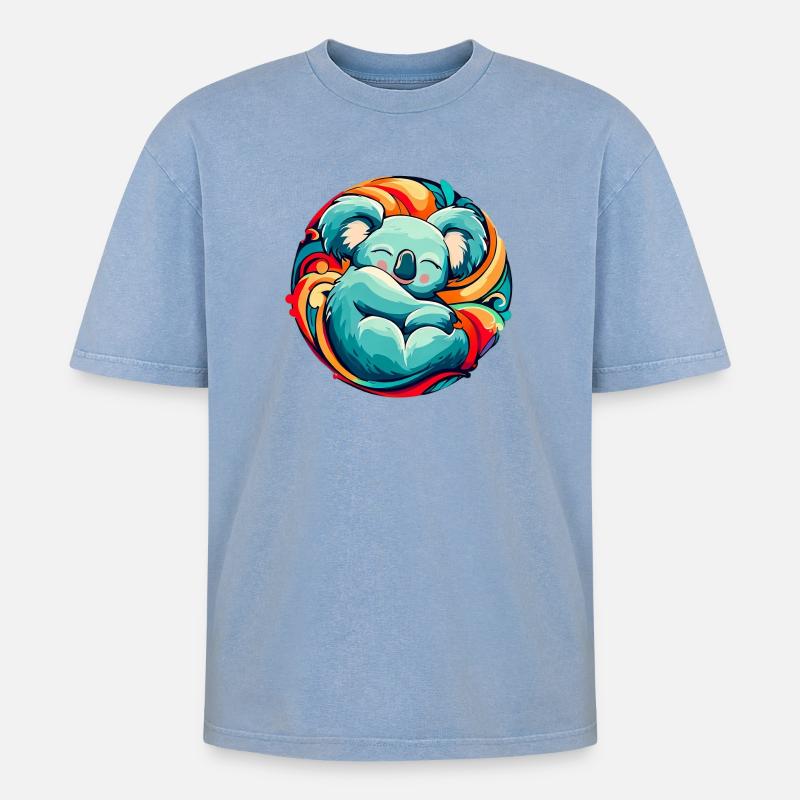 Koala schläft - Oversized Unisex Premium Acid-Washed T-Shirt - Blau Acid Wash
