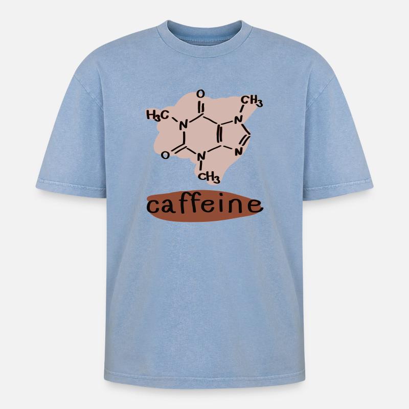 Koffein - Oversized Unisex Premium Acid-Washed T-Shirt - Blau Acid Wash