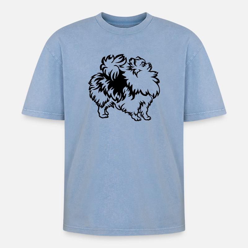 Spitz nain - T-shirt Premium unisexe oversize acid-washed - bleu délavé acide