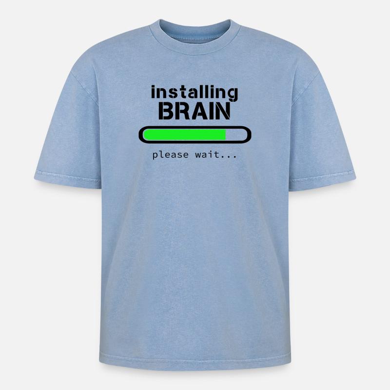 Installing Brain - T-shirt Premium unisexe oversize acid-washed - bleu délavé acide