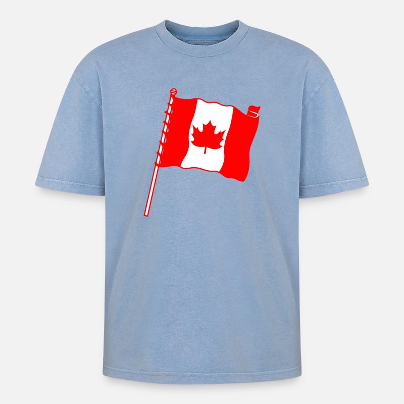Flag: Canada maple leaf - Oversized Unisex Premium Acid-Washed T-Shirt - acid washed blue